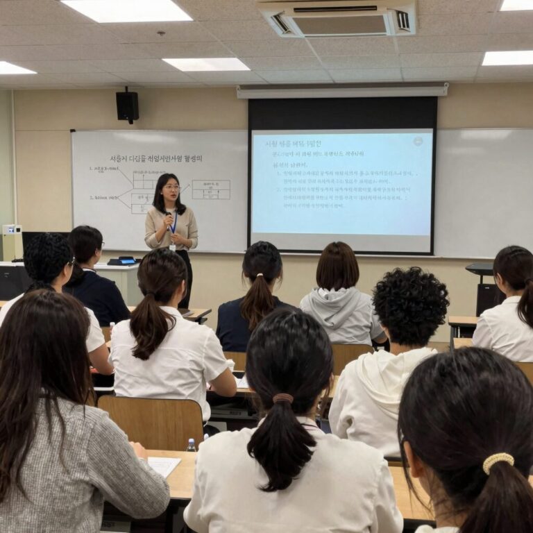 시흥시 디딤돌 취업지원사업 설명회 현장, 여성들이 함께 모여 워크숍을 진행하고 있다