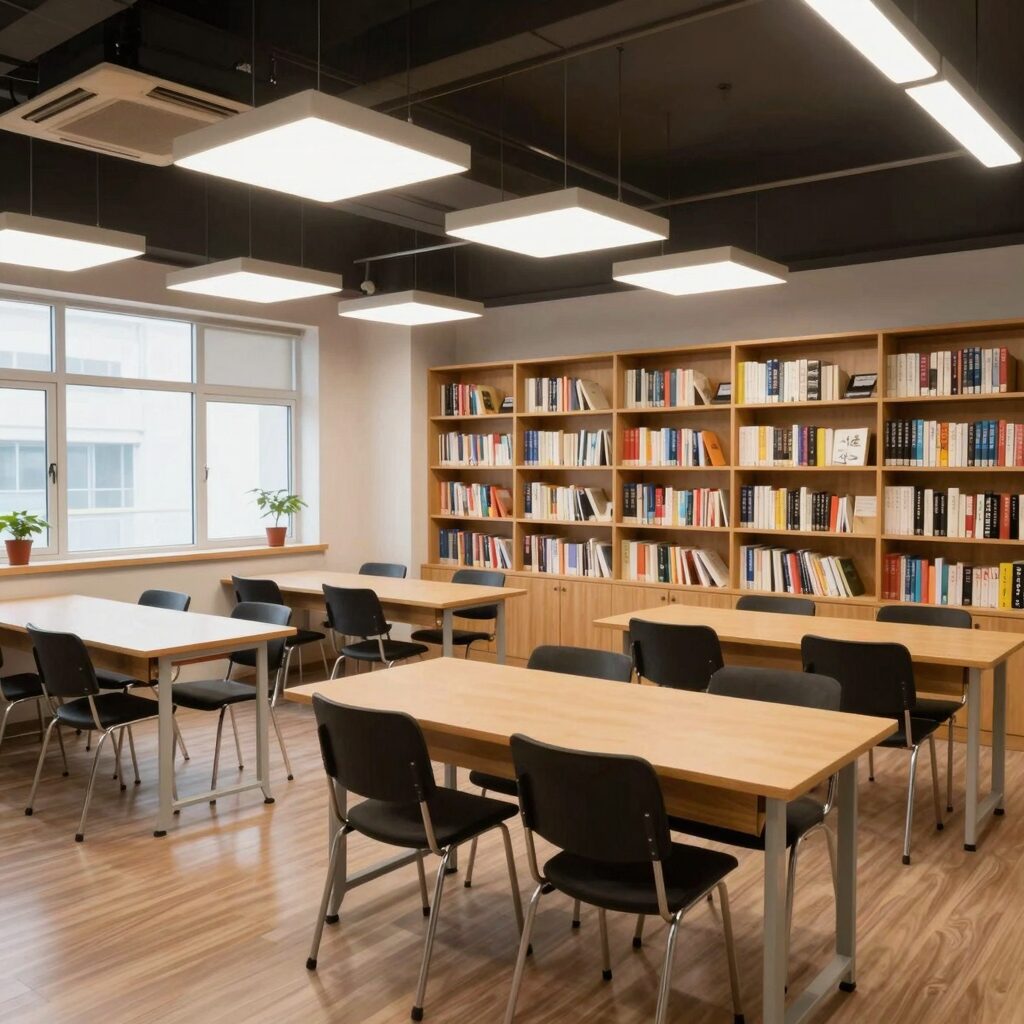 청년타운 나래 스터디룸 내부 모습 책상과 의자가 갖춰진 쾌적한 공간