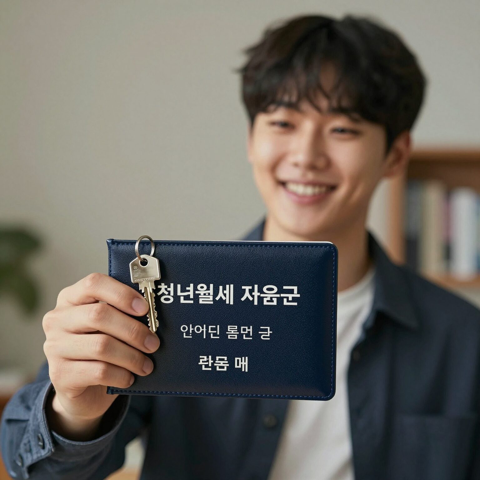 청년월세 지원금이 입금된 통장 화면과 집 열쇠를 들고 미소 짓는 청년의 이미지
