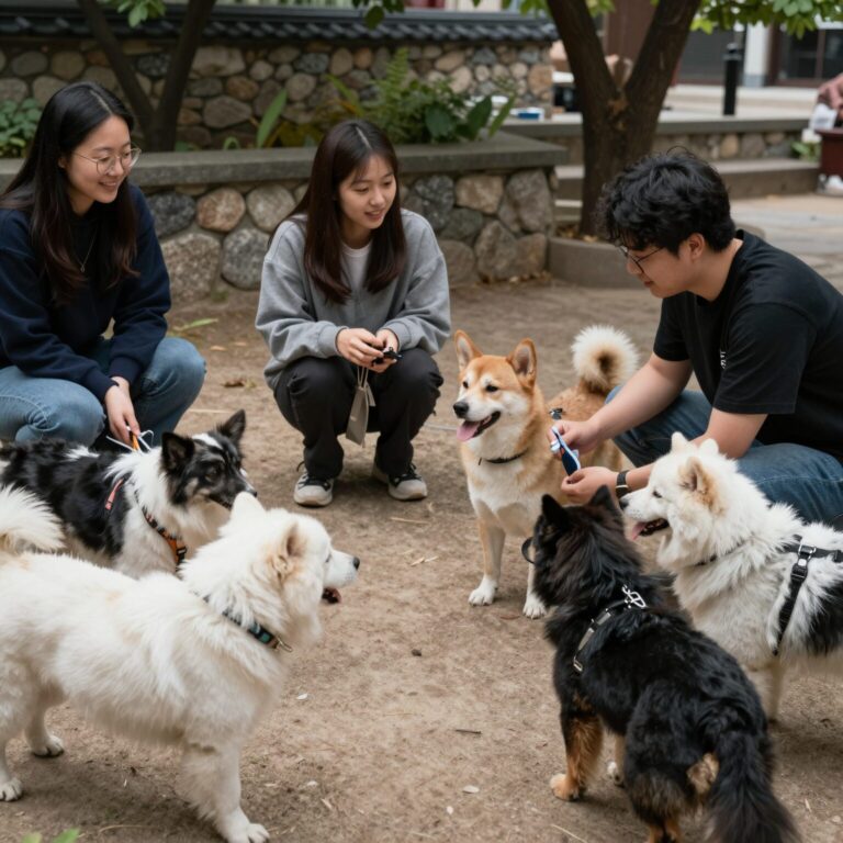 아산시 반려동물문화교육에서 반려견과 함께 펫티켓을 배우는 모습