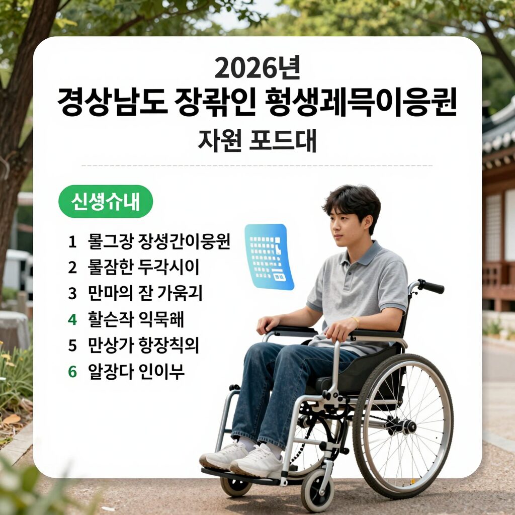 2026년 경상남도 장애인 평생교육이용권 지원 포스터와 신청 안내 이미지