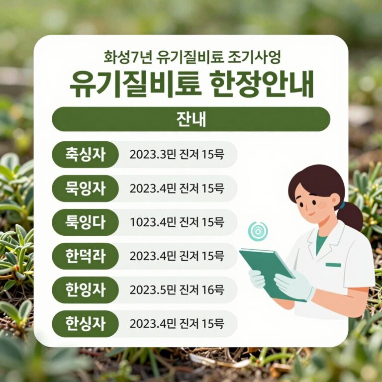 유기질비료 지원사업 신청 일정 변경 안내 이미지. 화성시 2027년 유기질비료 조기 접수 포스터