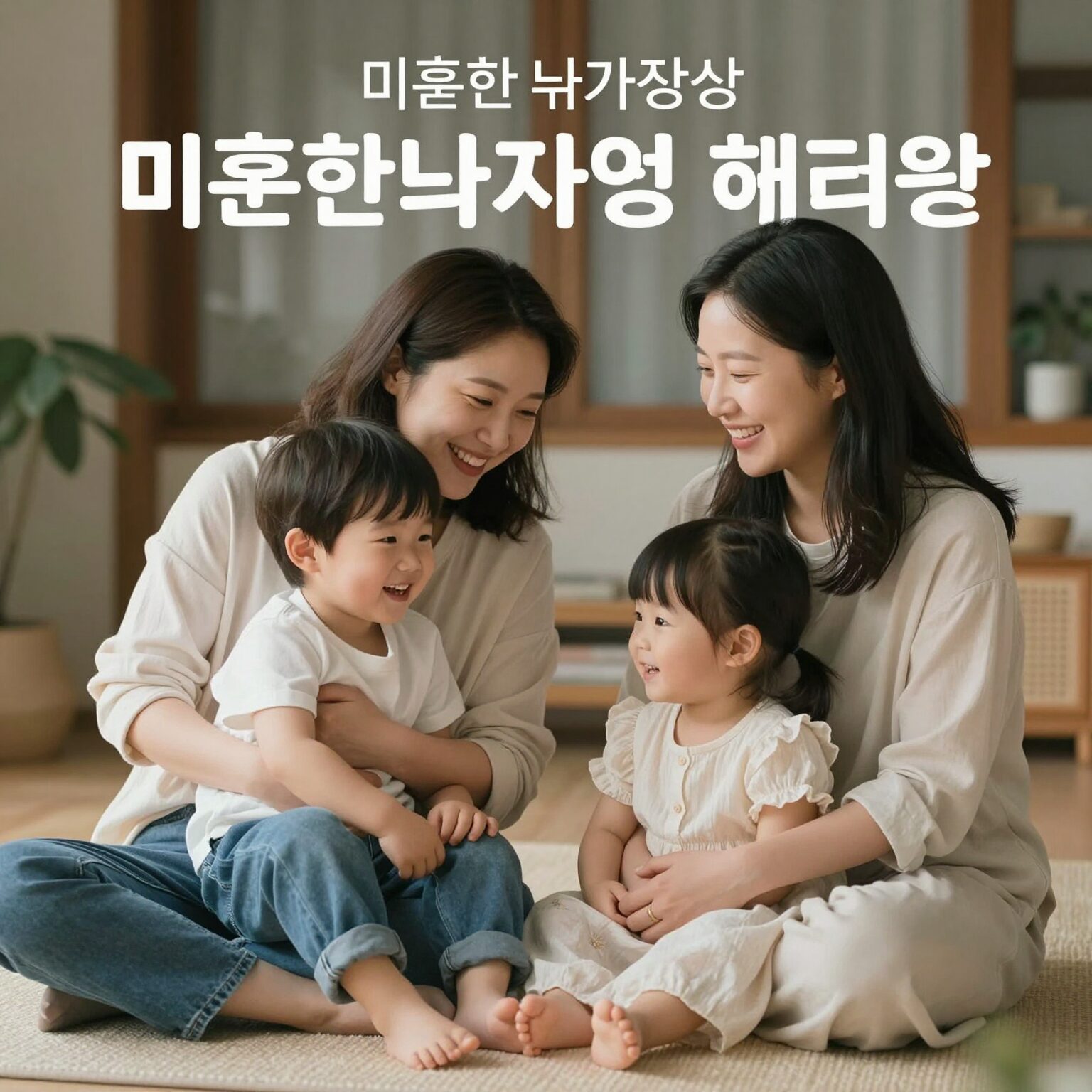 미혼한부모가족 자활 지원 혜택을 나타내는 이미지로 아이와 함께 행복한 미혼모 가정의 모습