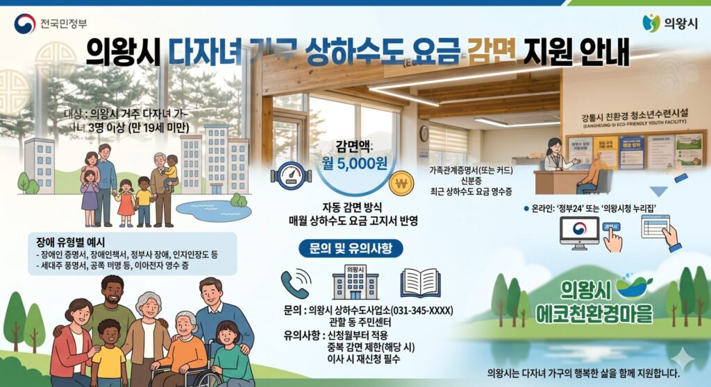 의왕시 다자녀 가구 상하수도 요금 감면