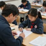 북한이탈주민 자녀가 구몬 학습지 선생님과 함께 공부하는 모습