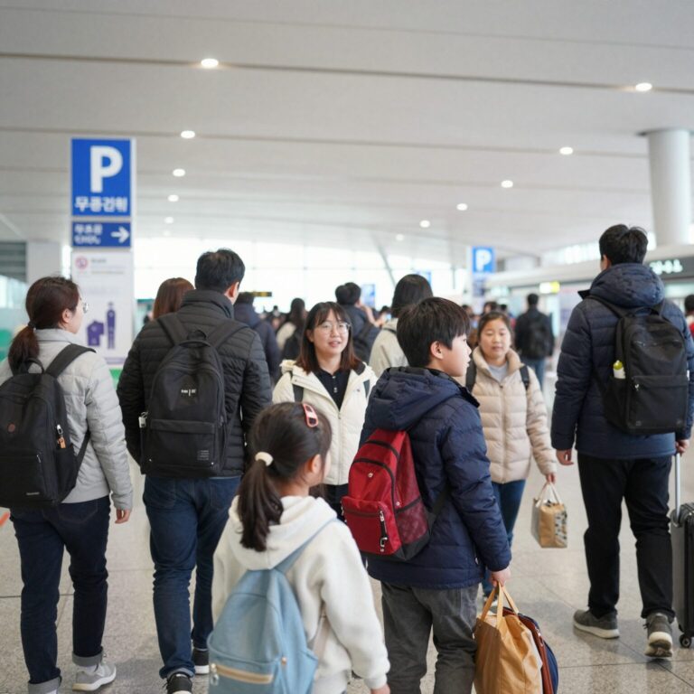 무주군 다문화가족이 공항에서 고향나들이 가는 모습