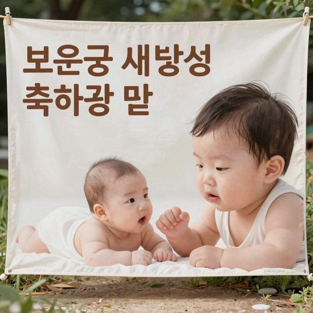 보은군 새 생명 탄생 축하광고 예시 사진 아기와 배너