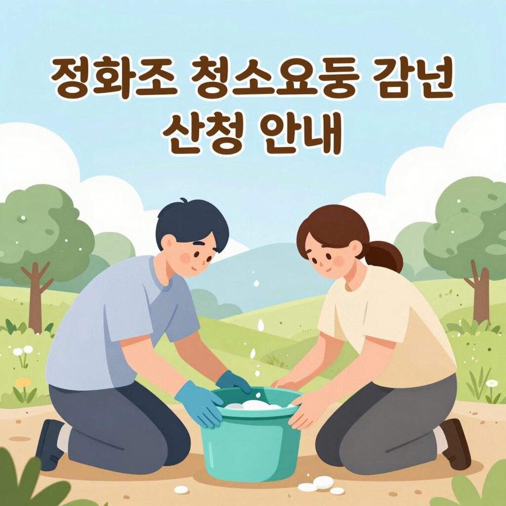 정화조 청소요금 감면 신청 안내 이미지, 익산시 하수도과에서 지원하는 정화조 청소비 감면 혜택을 설명하는 일러스트
