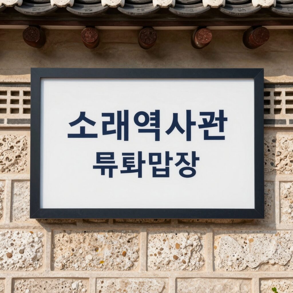 소래역사관 외관과 무료입장 안내 표지판 사진