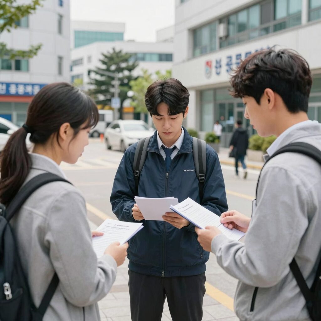 청년들이 공공기관 사무실에서 행정 업무를 체험하는 모습