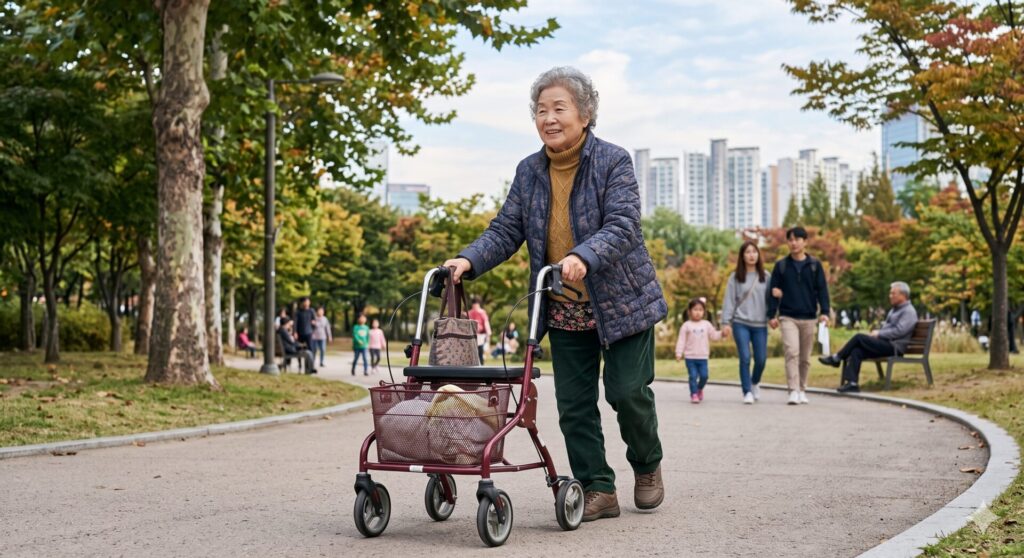 거동불편 노인을 위한 보행보조기 롤레이터